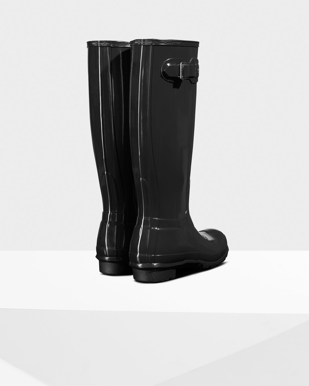 Bottes Hautes de Pluie Hunter Original Gloss Femme Noir WXIURDB-76